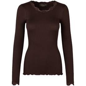 Rosemunde Bluse Med Blonder, Dark Espresso